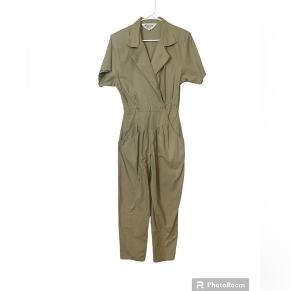 Vintage MIZZ LIZZ  Minimalist Utility  Gorpcore Khaki Pocket Jumpsuit M/L